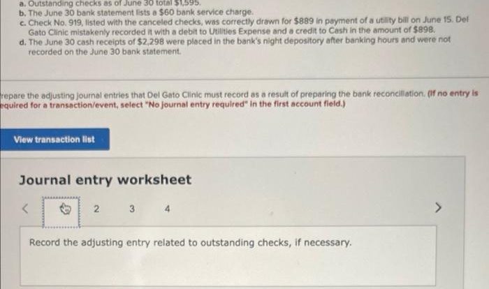 Record the adjusting entry related to outstanding checks if necessary