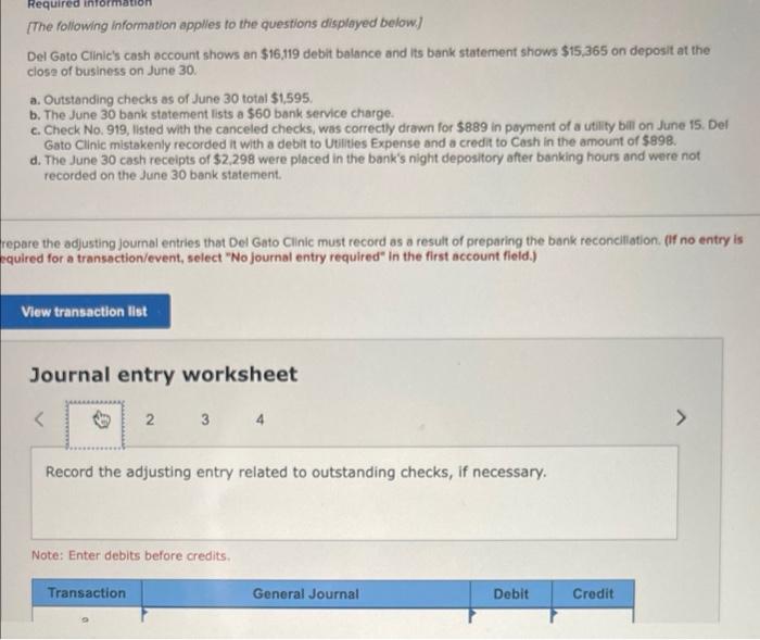 Record the adjusting entry related to outstanding checks if necessary