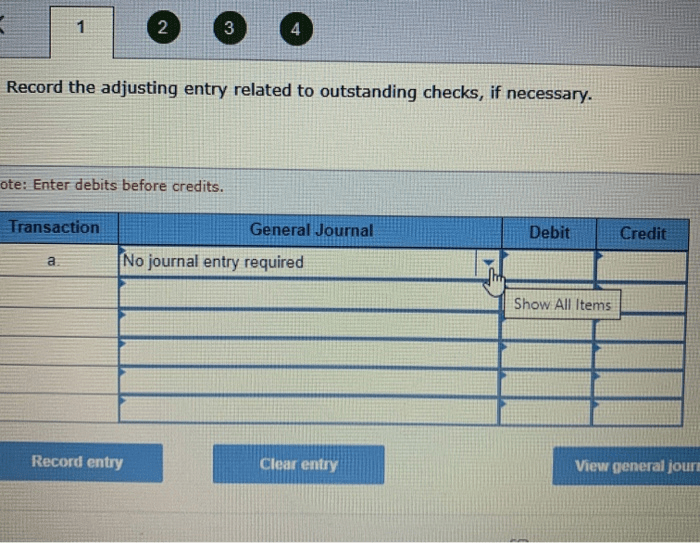 Outstanding checks bank service deposit transit charge journal entry general interest cash show has solved earned recorded debit worksheet transcribed